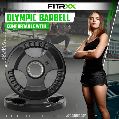 FITRXX Finger Weight Plates - 25Kg×2 Rubber Coated for Home Gym