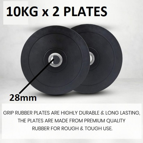 EXTREME FIT 20 kg Set of 10KG X Rubber Plates 28mm inner hole