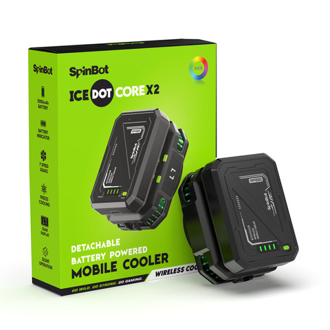 SpinBot IceDot Core X2 Magnetic Wired Wireless Mobile Cooler  |15W|Detachable Battery| Gaming Accessory Kit