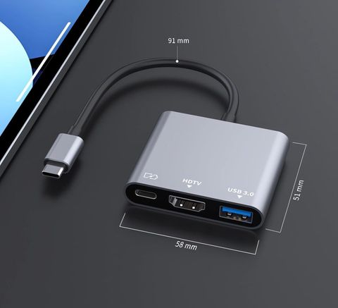 Zeptrox 3-in-1 USB Type C Hub Adapter 0.1m Black - Image 4
