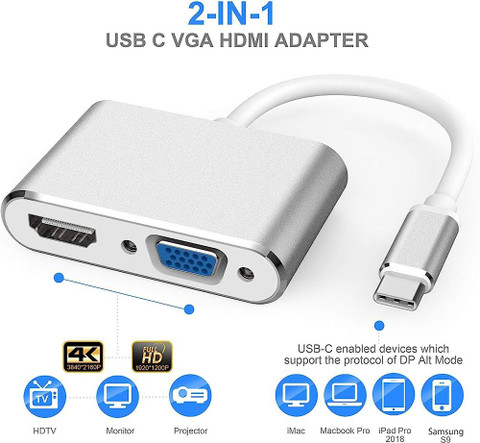 MITHEETECK USB C to HDMI VGA USB Adapter, hub to HDMI 4K/VGA