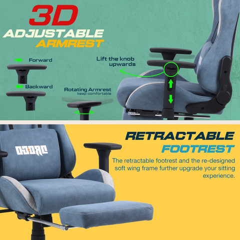 Drogo Multi-Purpose Ergonomic Gaming Chair with Adjustable Seat, Head USB  Massager Gaming Chair