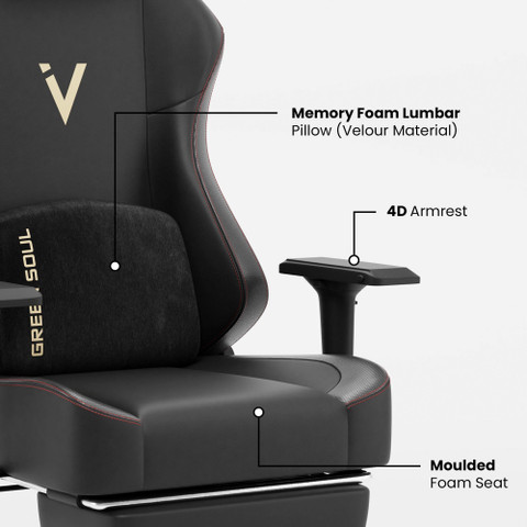 GREEN SOUL Vision Pro |WFH|Memory Foam|4D Armrest Gaming Chair