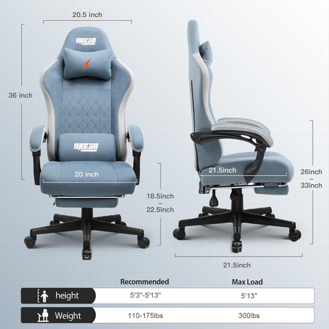 Drogo Ergonomic Gaming Chair with Linkage Armrest,Footrest Lumbar