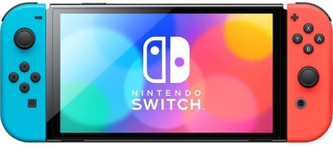 NINTENDO Switch OLED Console with Neon Blue Neon Red Joy Con