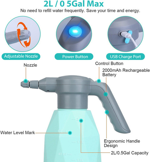 ELEPHANTBOAT 2L Electric Watering Spray Pump for House, Garden Plants,  Automatic Plant L Hand Held Sprayer