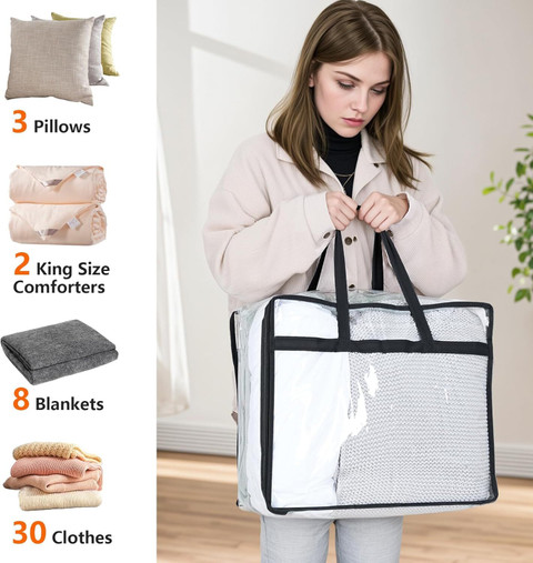 blendmix Storage bag Zippered Storage Bags for Clothes,40L Closet  Organizers and Storage Containers Clothing Toys Vinyl Moving Bag for  Bedding,