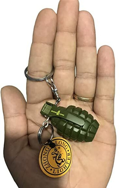 hand grenade cigarette lighter elegantsecret PUBG Hand Grenade Bomb Lighter Butane Gas Refillable Army  Green Key Chain Steel, Plastic Gas Lighter Price in India