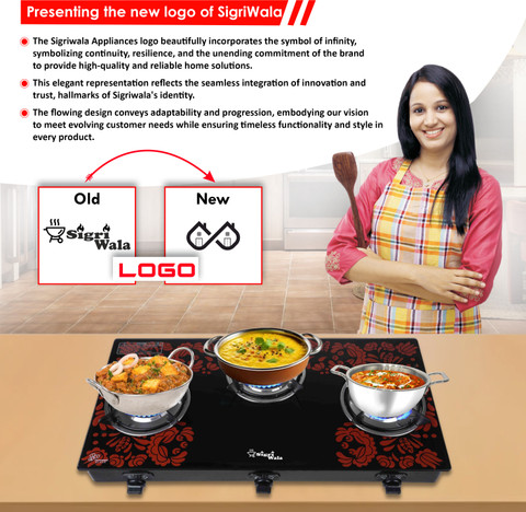 Sigri-wala Surya Primecook Automatic TRIO RED Glass Automatic Gas