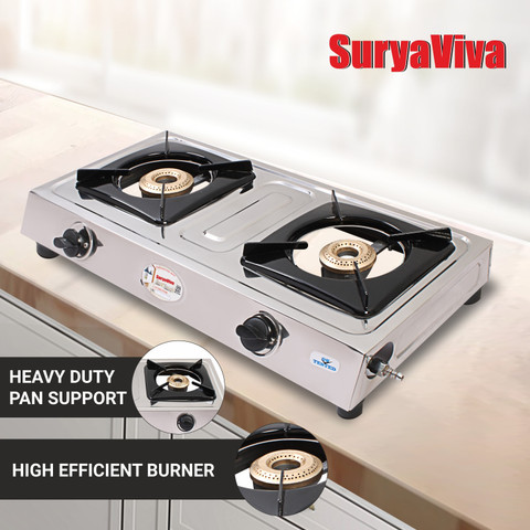 SURYAVIVA Neo 2B Stainless steel stove Cast Iron burner(Silver