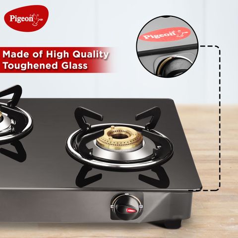 Pigeon Combo - Brunet Cooktop + Flat tawa 250 + Fry Pan 240 Glass Manual Gas Stove (3 Burners) - Image 7