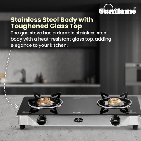 Sunflame Diamond SS Glass Manual Gas Stove Price in India Buy