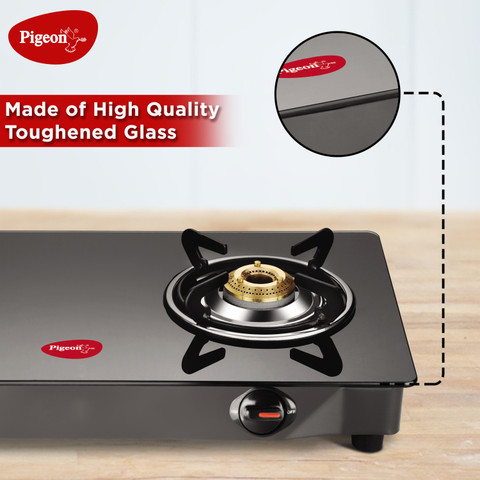 Pigeon Brunet Glass Manual Gas Stove Price in India - Buy