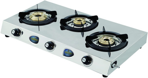 SUNSHINE Triple cook gas stove burner, ISI Certified, Stainless