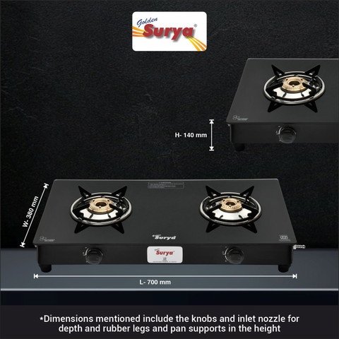 Golden Surya ISI Certified, Toughened Glass Glass Top, LPG, ((MS