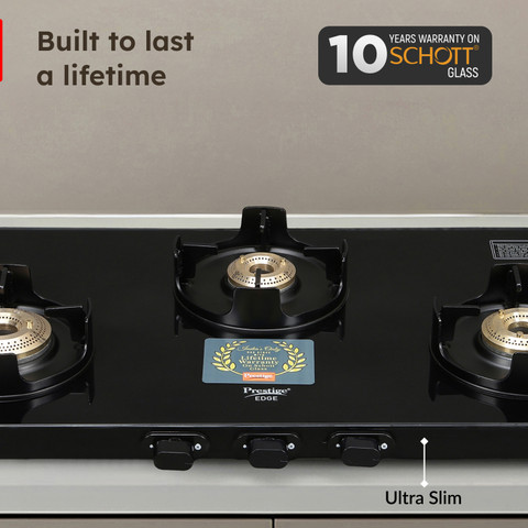Prestige Edge Schott glass Glass Manual Gas Stove Price in India