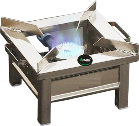 APPGEN NEW 10X10 SS SQUARE GAS BHATTI/CHULHA CANTEEN STOVE ALL