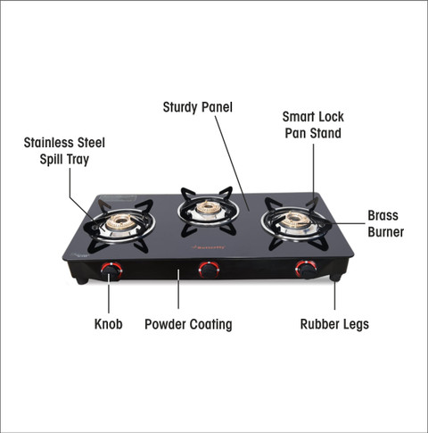 Flipkart Butterfly Rapid Burner Glass Manual Gas Stove Butterfly