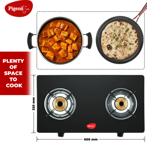 Pigeon Brunet Glass Manual Gas Stove Price in India - Buy