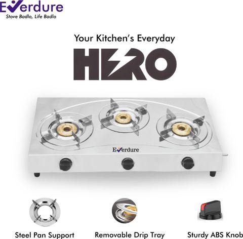 Everdure 3 Burner Trimax | Steel Pan Support | Stainless Steel Manual Gas Stove (3 Burners) - Image 7