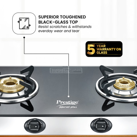 Prestige GTM 02 SS Plus Glass Manual Gas Stove Price in India