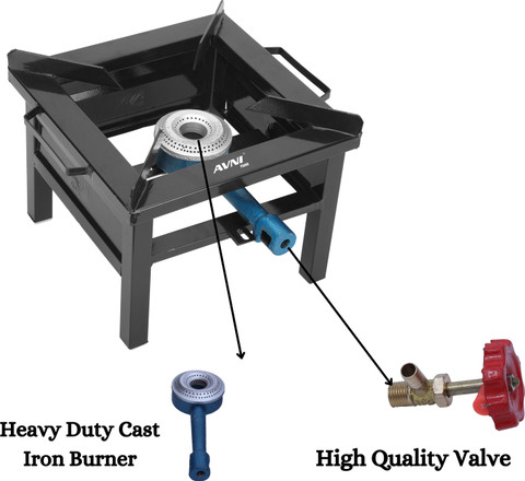 Avni Commercial Gas Stove Medium Size Gas Bhatti 12×12×10 inch Iron Manual  Gas Stove