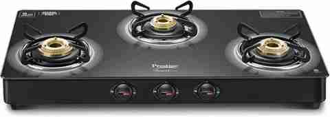Prestige Royale Plus GT 03L Toughened Black Glass Top with Baati/Tandoor Stand Inside Glass Manual Gas Stove (3 Burners) - Image 5