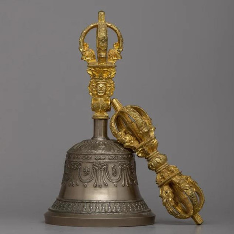 The Healing Store Tibetan Bell with Vajra | Handmade Buddhist Bell
