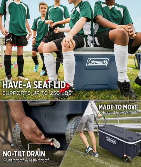 COLEMAN 52 QT, 3-Day Ice Retention, 2-Way Handle, Space Blue Ice