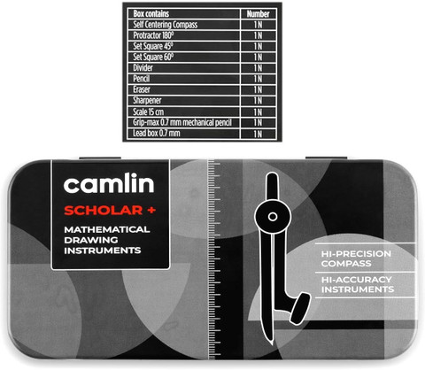 Camlin Scholar Plus Mathematical Drawing Hi-Accuracy Instruments Geometry  Box