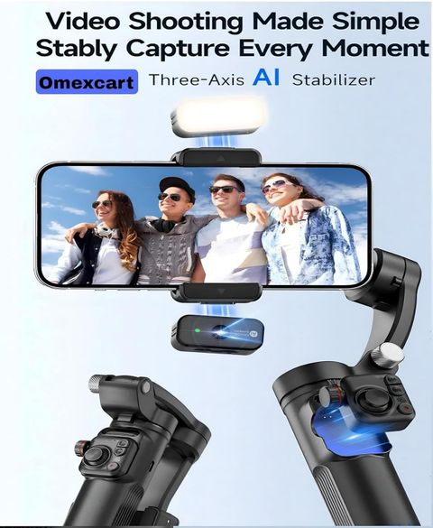 Divine creation M02, 3-Axis Handheld Gimbal Stabilizer Anti-Shake Video AI Stabilization B145 3 Axis Gimbal for Camera, Mobile (400 Grams) - Image 3