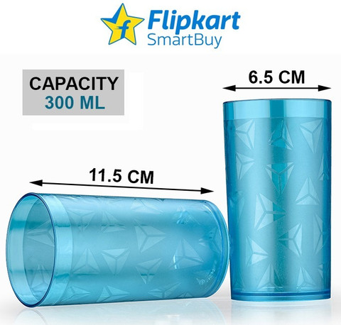 Flipkart SmartBuy (Pack of 16) Prism Pattern Water Juice Plastic Glasses  Set Of 16 Glass Set Water/Juice Glass