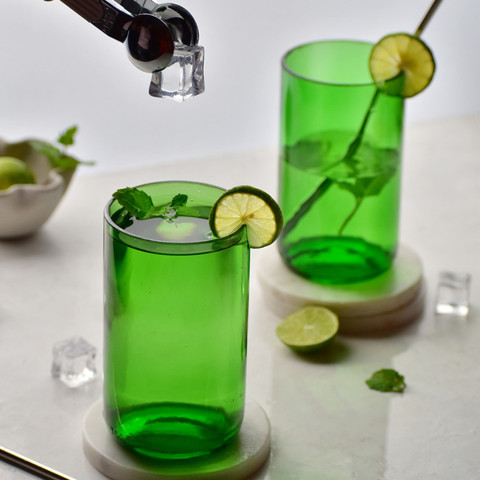 RECYCLED GLASS MADE IN SPAIN グリーン系ボトル3個 RECYCLED GLASS MADE IN SPAIN グリーン系ボトル3個 【公式通販】