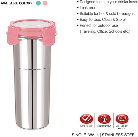 FOLIAM Stainless Steel Lock Seal Tumbler/Glass with Lid,100