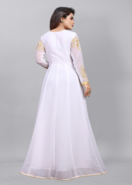 Saree Collection Women Gown White Maxi/Full Length Dress Buy