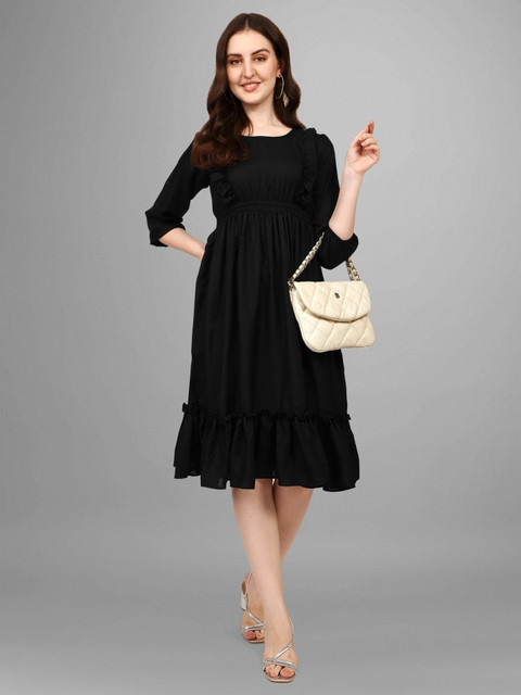 Jash Creation Women Fit and Flare Black Below Knee Dress - Buy Jash Creation Women Fit and Flare Black Below Knee Dress Online at Best Prices in India | Flipkart.com Jash Creation Women Fit and Flare Black Below Knee Dress - Buy Jash Creation Women Fit and Flare Black Below Knee Dress Online at Best Prices in India | Flipkart.com