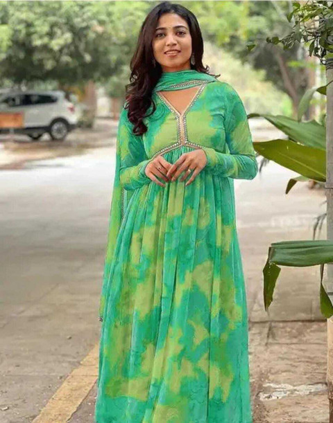 utsav fashion anarkali dress Women's Fashion Dream Aqua Blue Faux Georgette Pakistani Salwar Suit
