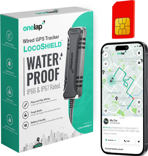 onelap LocoShield Wired- IP67 Waterproof GPS Tracker for Car, Bike, Scooty  Mobile App GPS Device