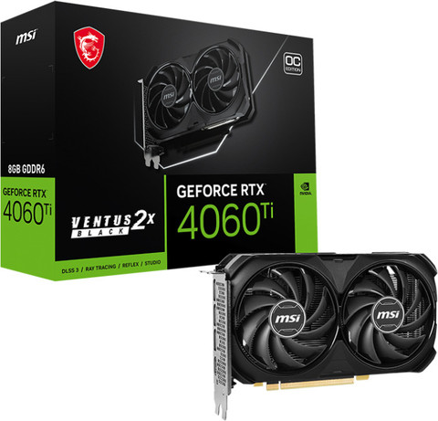 MSI GeForce RTX 4060 Ti VENTUS 2X BLACK 8G OC GDDR6 8 GB NVIDIA