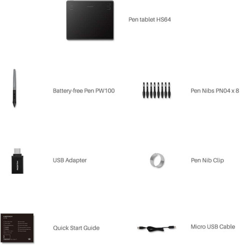 HUION HS64 Drawing Pen Tablet x inch Graphics Tablet Connectivity  USB