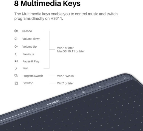 HUION HS611 Digital Pen 10 x inch Graphics Tablet Connectivity USB