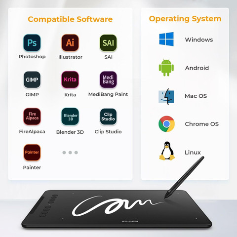 XP Pen Deco01 V2 and V3 8192 Levels of Pressure Sensitivity, Battery-Free  Passive Stylus 10 x inch Graphics Tablet Connectivity USB