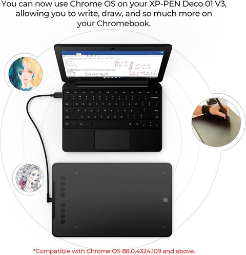XP Pen Deco01 V2 and V3 8192 Levels of Pressure Sensitivity, Battery-Free  Passive Stylus 10 x inch Graphics Tablet Connectivity USB
