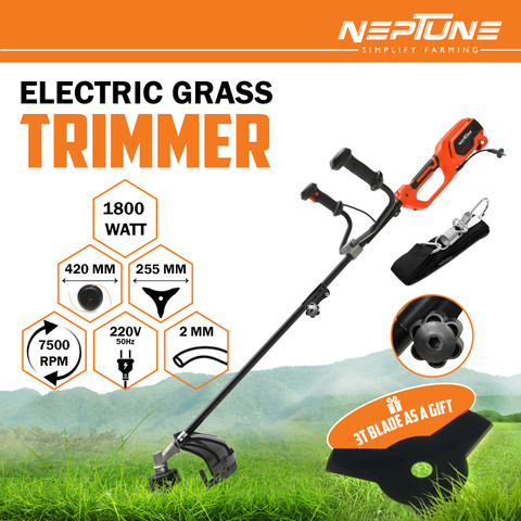 Neptune BC-1800E in Corded Electric Portable Brush Cutter 1800W,  7500RPM 2Type Blade Corded Grass Trimmer