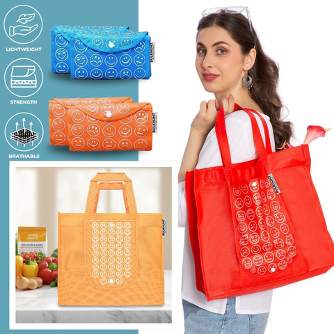 Reusable Shopping Bags Foldable In A Pouch , Foldaway Shopping Bags For Women, Grocery Tote Bag, Foldable - Foto 4