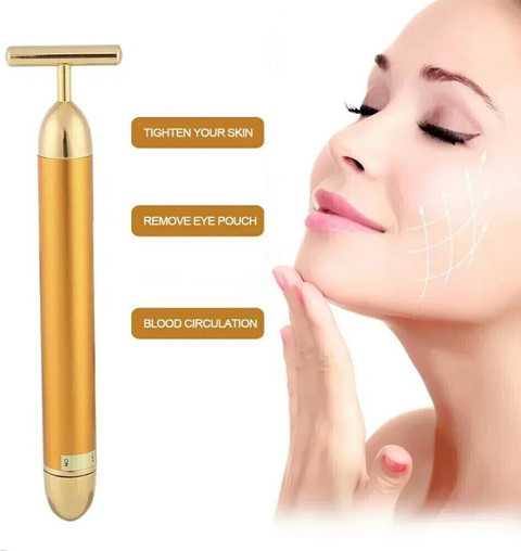 SHUBONIK 24k Gold Energy Beauty Bar Electric Vibration Facial Massager