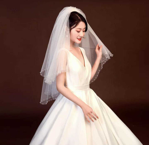 IBDA Christian Bridal Durable Wedding Cathedral Veil with Pearls