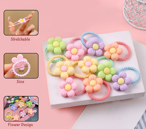 SYGA 10 Pcs Children Flower Baby Rubber Bands Ring Hair