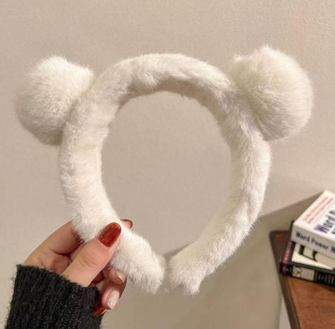 DCELLA Cute Panda Fur Hair Band for Girls Women Kids Fancy Head