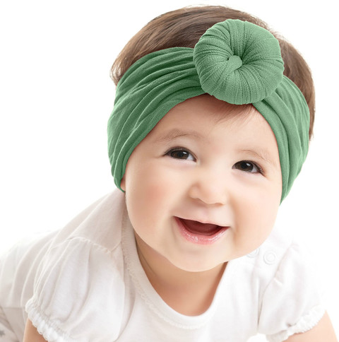 SYGA Baby Girls Cotton Turban Wrap Headbands Newborn Kids 0-3 Years(Green)  Head Band